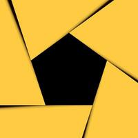 pentagon abstract background. geometric shape aperure camera black and yellow. vector background with copy space.