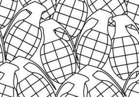 black white grenade seamless pattern vector