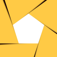 pentagono astratto trasparente sfondo. geometrico forma apertura telecamera nero e giallo. sfondo con copia spazio per attività commerciale marketing. png