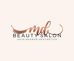 Initial MD feminine logo collections template. handwriting logo of initial signature, wedding, fashion, jewerly, boutique, floral and botanical with creative template for any company or business. vector