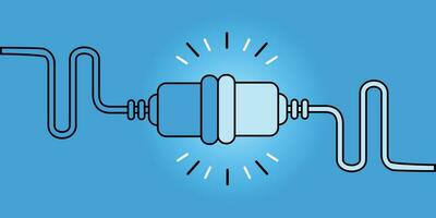 Electric socket with a plug. Connection and disconnection concept. 404 error connection. Electric plug and outlet socket unplugged. Wire, cable of energy disconnect. vector