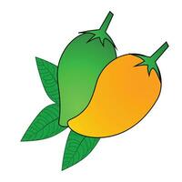 Mango vector. Yellow and green mango on white background. logo design. Mango cartoon vector. Thailand dessert. vector