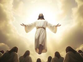 Glorious ascension of Jesus Christ. Rising with Faith to Join Heavenly Realm photo