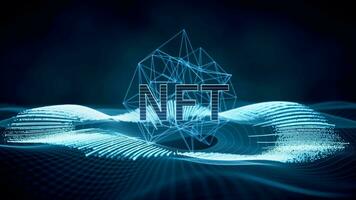 NFT nonfungible tokens concept with digital lines, 3d rendering. video