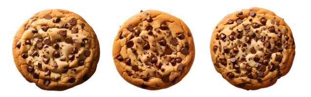 choco galletas aislado en blanco antecedentes ,redondo Galleta cortar fuera ,generativo ai png