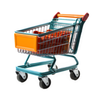 shopping cart isolated on transparent background ,supermarket trolley png ,generative ai