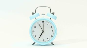 Classic alarm clock, alarming at 7 o 'clock, 3d rendering. video