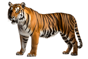 wild tiger side view isolated on transparent background ,tiger cut out ,generative ai png