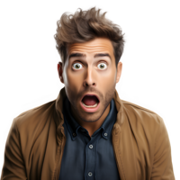 Half body portrait of a man with shocked expression isolated on transparent background,man with shocked expression ,generative ai png