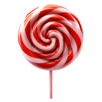 lollipop candy isolated on transparent background ,red and white spiral candy ,generative ai png