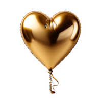 heart shaped golden balloon isolated on transparent background ,golden love balloon ,generative ai png