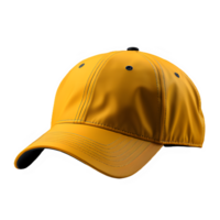 amarillo béisbol gorra aislado en transparente antecedentes ,gorra cortar fuera burlarse de arriba ,generativo ai png