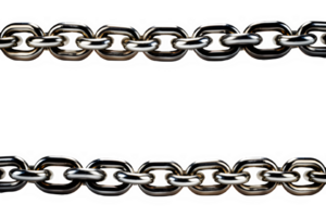 horizontal straight chain isolated on transparent background ,metallic silver chain cut out isolated ,generative ai png