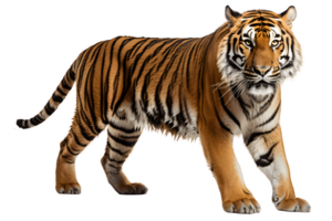 wild Tiger Seite Aussicht isoliert auf transparent Hintergrund ,Tiger Schnitt aus ,generativ ai png