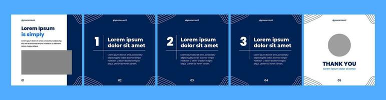 carousel or microblog template for social media posts. social media template with dark blue and white theme vector