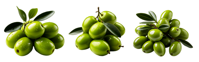 olive fruit isolated on transparent background ,olives isolated cut out ,generative ai png