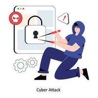 Cyber Attack Flat Style Design Vector illustration. Stock illustration