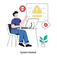 System Hacked Flat Style Design Vector illustration. Stock illustration