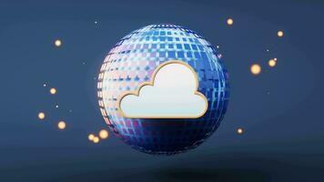 Cloud computing with digital sphere, 3d rendering. video