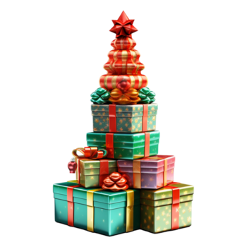 utsökt jul träd gåva låda ai generativ png