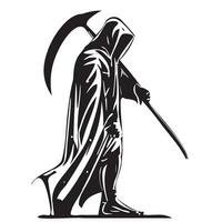 Death in cloak hand drawn sketch in doodle Halloween style Vector illustration