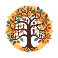 familia árbol símbolo icono logo ai generativo png