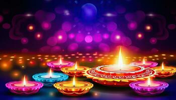 Vibrant Diwali Festival Lights - Celebrate with Color - Generative AI photo