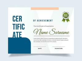 Luxury certificate of achievement template with icon badge. Modern certificate vector. Perfect for employee awards. vector