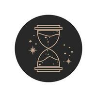 Hourglass and stars highlights for social networks. Line drawing esoteric, magical, mystical vector