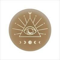 Eye in triangle and moon phase highlights for social media. Line drawing esoteric, magical, mystical vector