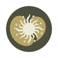 Esoteric icon for blog with sun. Mystical or magical blog in boho style on social networks. vector