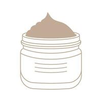 Jar with cosmetic product icon linear. Simple emblem for packaging or product care and beauty treatments vector