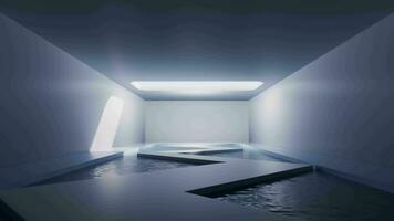Empty room with water inside, 3d rendering. video