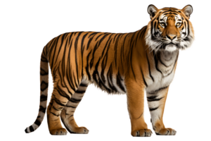 wild tiger side view isolated on transparent background ,tiger cut out ,generative ai png