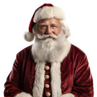 half body portrait of santa claus in christmas costume isolated on transparent background ,generative ai png