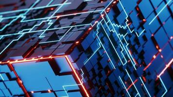 Abstract technology cube construction, 3d rendering. video