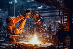 Automation in Manufacturing - Robotic Machine Tool at Work - Generative AI photo