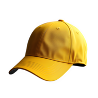 amarillo béisbol gorra aislado en transparente antecedentes ,gorra cortar fuera burlarse de arriba ,generativo ai png