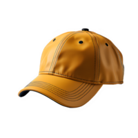 amarillo béisbol gorra aislado en transparente antecedentes ,gorra cortar fuera burlarse de arriba ,generativo ai png