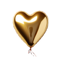 heart shaped golden balloon isolated on transparent background ,golden love balloon ,generative ai png