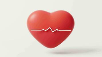 lus animatie van hart vorm met ecg diagram lijn, 3d weergave. video