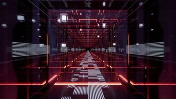 Going forward in digital cyberspace, sci-fi concept tunnel, 3d rendering. video