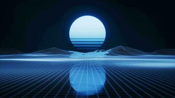 Digital space and moonlight, 3d rendering. video