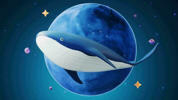 Whale in the outer space, 3d rendering. video