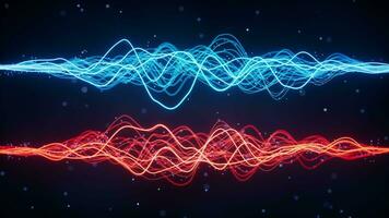 Abstract wave gradient curves and particles, 3d rendering. video
