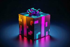 Celebratory Charm - Colorful Gift Box with Bow Detail - Generative AI photo