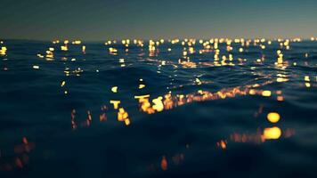 Loop animation of rippled lake with glowing particles, 3d rendering. video