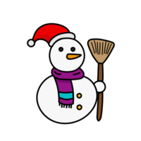 Snowman. Christmas doodles color hand drawn png