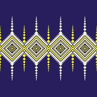 ikat geométrico folklore ornamento con diamantes tribal étnico vector textura. sin costura a rayas modelo en azteca estilo. gente bordado.