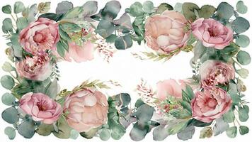 Watercolor floral illustration. Perfect wedding stationary, greetings, fashion, on white background. Ai Generative. photo